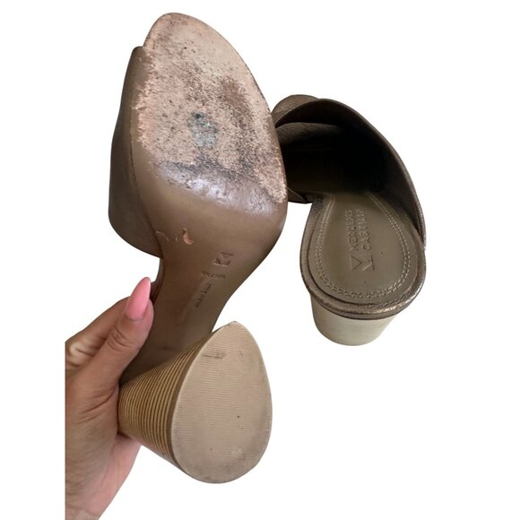 MERCEDES CASTILLO Pewter Metallic Leather Sandals Size 9.5 - Picture 12 of 12